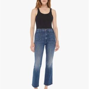 MOTHER THE HUSTLER PATCH POCKET ANKLE FRAY - OUT FOR THE EVENING size 25